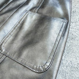 silver leather mini skirt