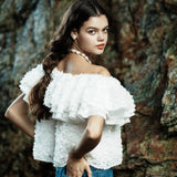 3D flower ruffle tops
