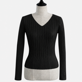 Basic Long Sleeve V Neck Knit