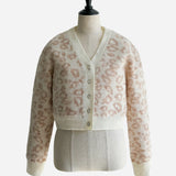cardigan léopard à boutons bijou
