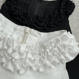 Halter Frill Peplum Knit Tops