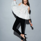 Dot organdy flare tops