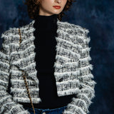 fur line tweed jacket