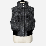 4way shiny tweed padded down jacket