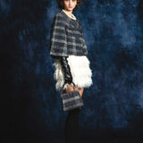 check jacquard cocoon sleeve jacket