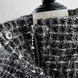 4way shiny tweed padded down jacket