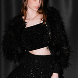 feather fur cardigan