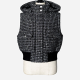 4way shiny tweed padded down jacket