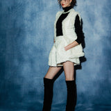 flower spangle tweed hem short pants