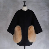 pocket fur cocoon coat
