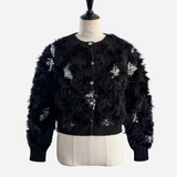 feather fur cardigan