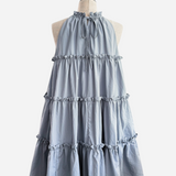 holder neck tiered mini dress
