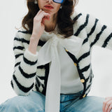 Bow Docking Sleeve Less Knit Tops