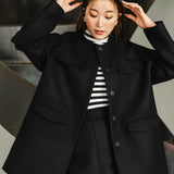 collarress wool middle coat