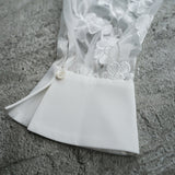 3D flower X embroidery blouse