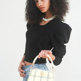 sh power shoulder knit tops