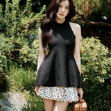 Halter Frill Peplum Knit Tops