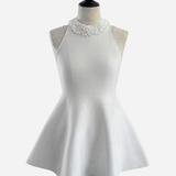 Halter Frill Peplum Knit Tops