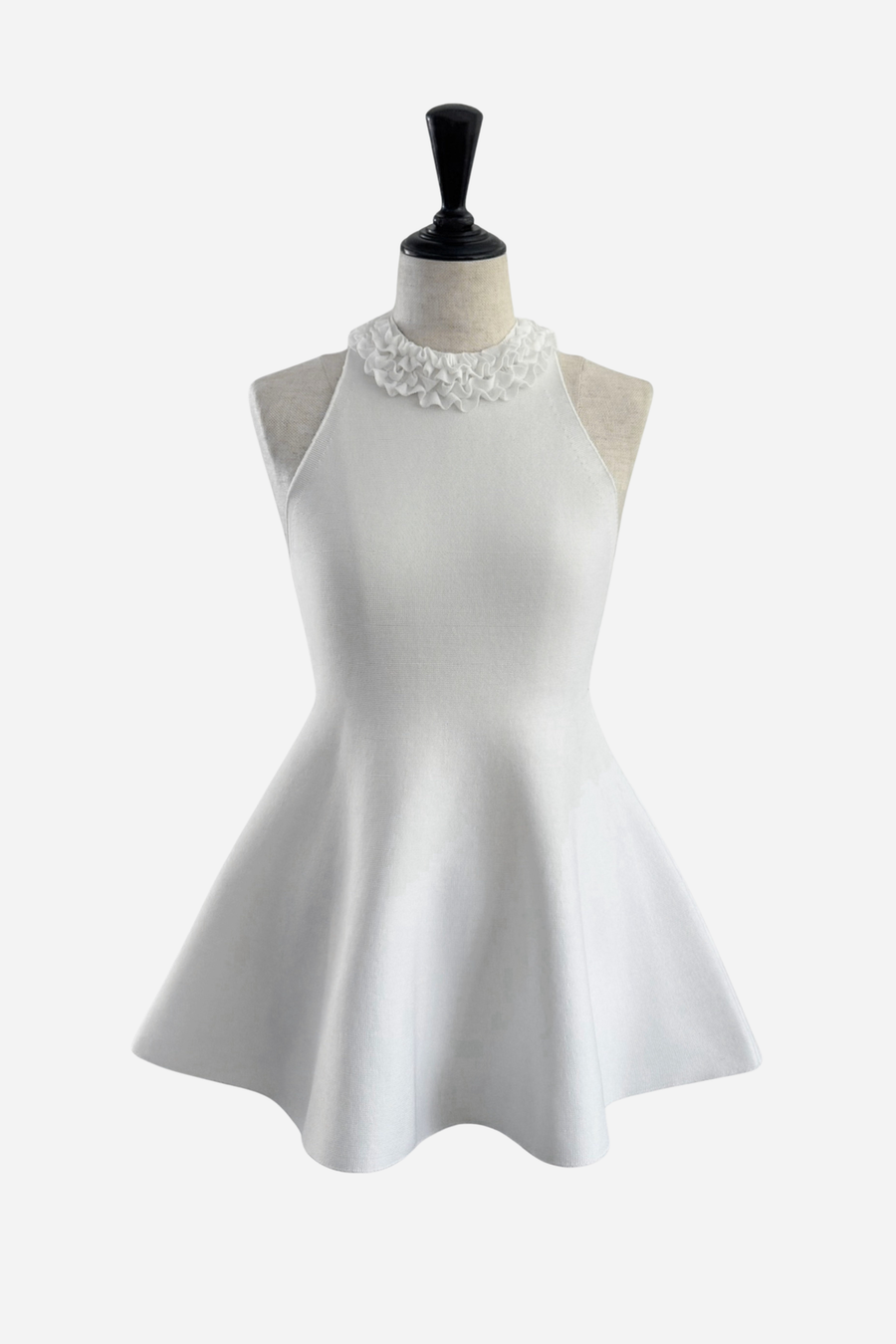 Halter Frill Peplum Knit Tops