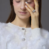 feather fur cardigan