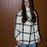big check BISHU pure wool coat