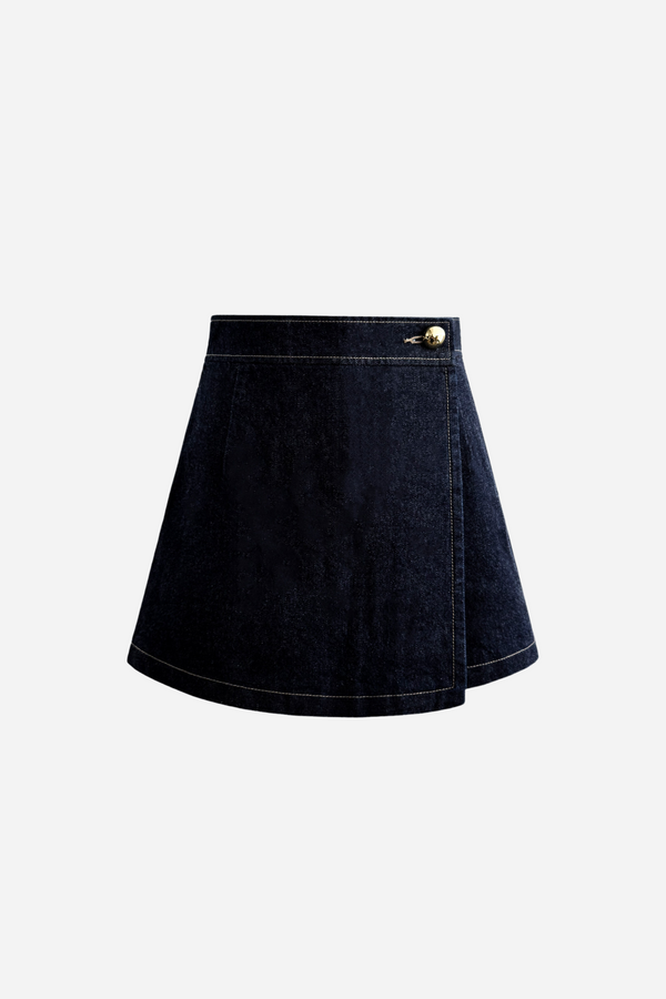 OKAYAMA Gold Button Denim Wrap Culottes
