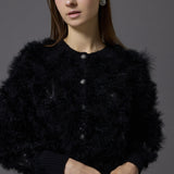 feather fur cardigan