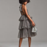 Tiered Tulle Back Ribbon Dress