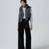 glossy tuck wide pants