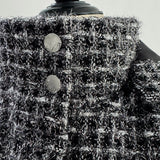 4way shiny tweed padded down jacket