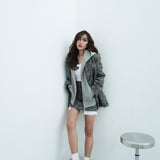 herringbone over size jacket coat