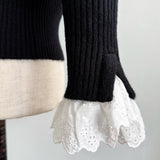 lace collar knit tops