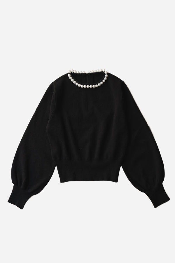 pearl necklace sweater – shéller シェリエ