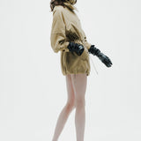 Suede-Like Drawstring Jacket