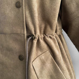 Suede-Like Drawstring Jacket