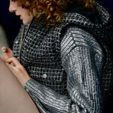 4way shiny tweed padded down jacket