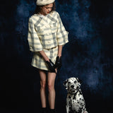 check jacquard cocoon sleeve jacket