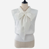 【4月上旬〜下旬】Bow Docking Sleeve Less Knit Tops