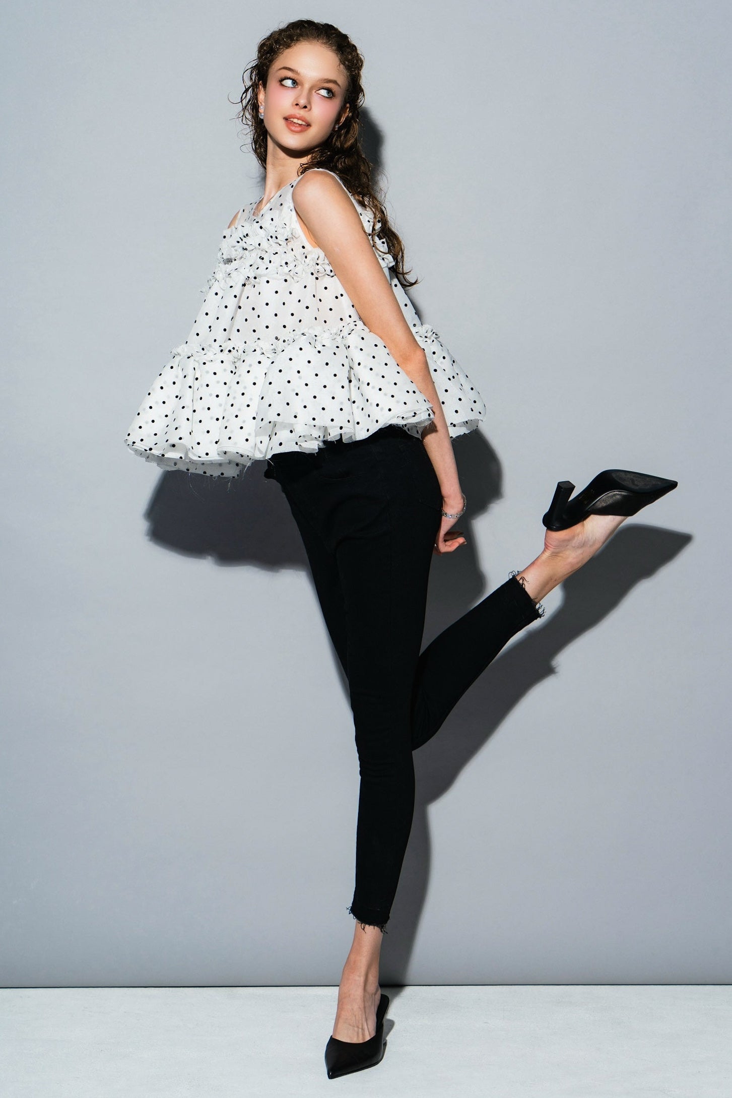 sheller シェリエ　airy dot flare tops airy dot flare tops – shéller / シェリエ