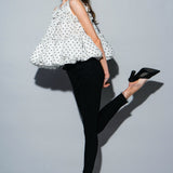 Dot organdy flare tops