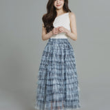 Check Pleats Ruffle Skirt