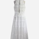 2way lace stripe long dress