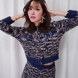 cardigan en tricot tweed bicolore
