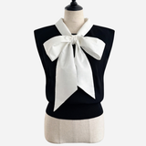 【4月上旬〜下旬】Bow Docking Sleeve Less Knit Tops
