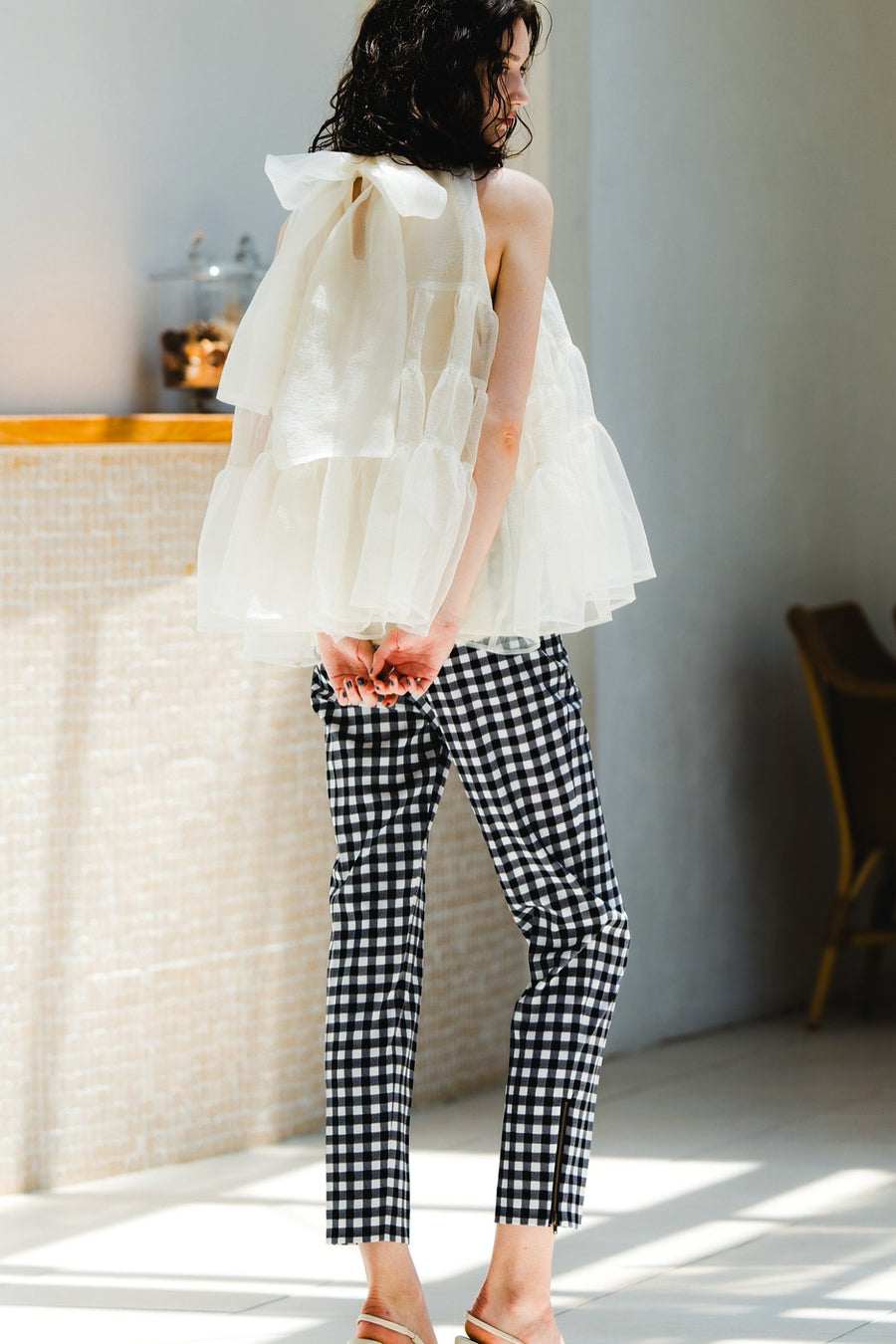 Back Ribbon Organdy Tops