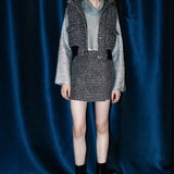 4way shiny tweed padded jacket