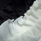 Wave Pleated Ruffle Knit Top