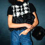 balloon peplum tweed tops
