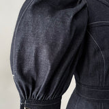 balloon sleeve denim dress