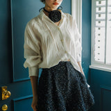 flower spangle tweed hem short pants